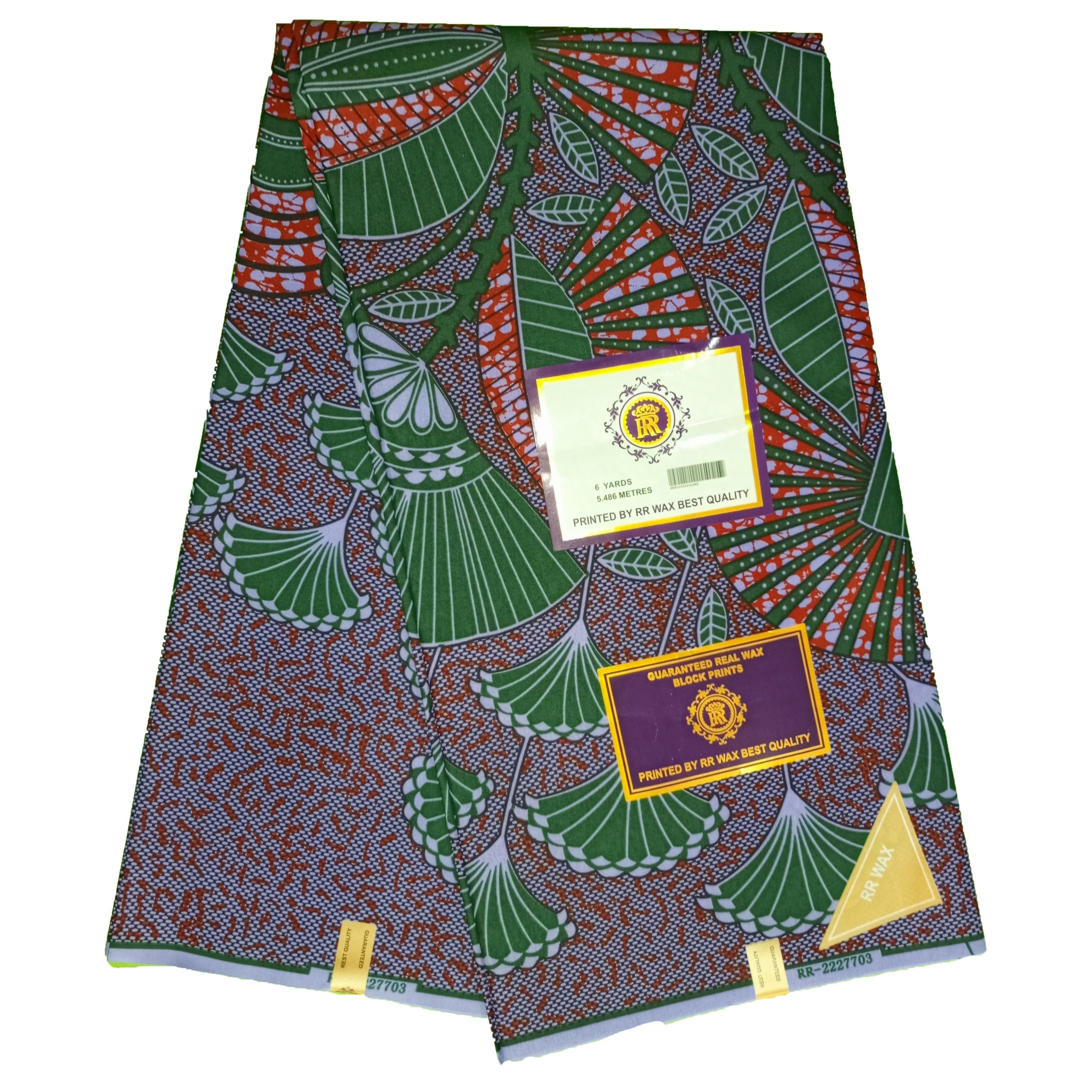 Authentic African Ankara Fabric with Traditional Print of Green Leaves ...